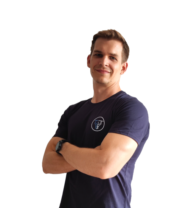 Portrait Christoph Portrait von Christoph in einem blauen T-Shirt